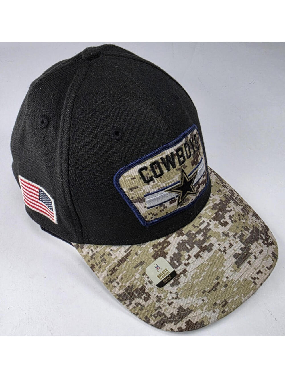 Men's New Era Black/Camo Dallas Cowboys 2021 Salute To Service Size M/L Flex Hat